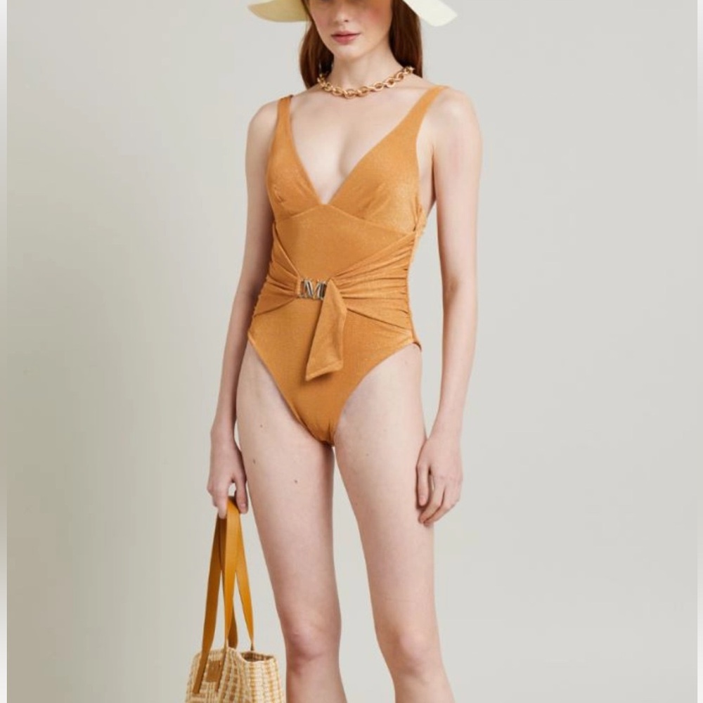 NWOT Max Mara Label-cut One-Piece Swimsuit Size:Small US4/6 Spring/Summer Gold